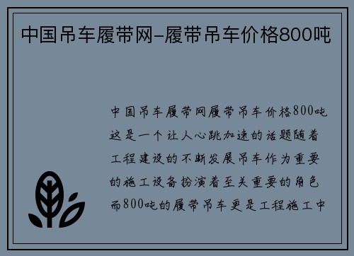 中国吊车履带网-履带吊车价格800吨